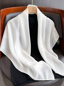 A Lady Plain Linen Scarf Large Size Sunscreen Shawl Wrap Scarf For Daily Use Bandana, Hair Band, Head Band Ideal For Dressing Up Your Look