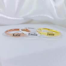 Custom Delicate Name Ring,Custom Stacking Rings,Skinny Custom Ring,Bridesmaids Gift,Baby Name Mom Gift - Gold - View 5