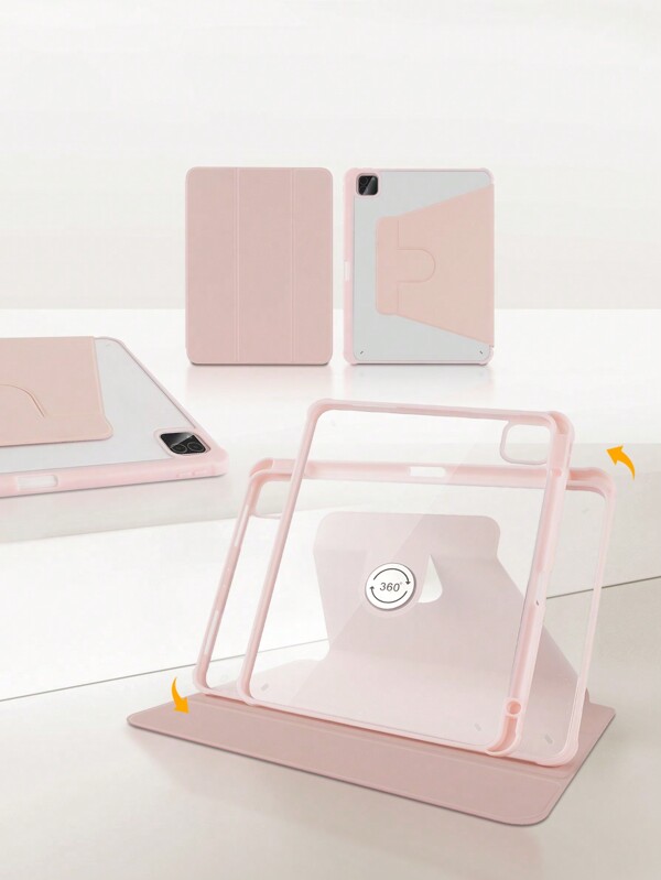 1 Stück Acryl 360° drehbarer, faltbarer Ständer mit integriertem Stiftfach, kompatibel mit iPad Mini 6/7, 9.7, 10.2, 10.5, Air 4, 10.9, Pro 11, 10th, Air 11(M2) 2024, Air 13(M2) 2024, Pro 11(M4), Pro 13(M4) 12.9, iPad Air 13(M3 2025), iPad Air 11-Zoll (M3) 2025, iPad (A16) 11 Zoll 11. Generation 2025