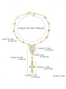 1 pieza Pulsera de piedras preciosas hecha a mano con colgante de la Virgen María, regalo perfecto para amigas y mujeres para usar en ocasiones diarias y festivas - Amarillo Oro - Ver 5
