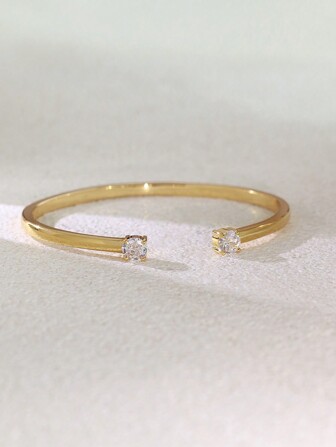 Charm-In 1pc Cubic Zirconia Decor Cuff Bangle Copper Jewelry