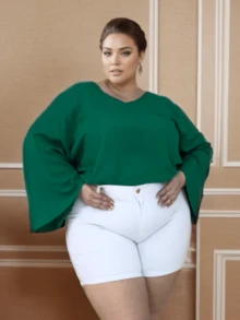 Plus Size Blouses - màu xanh lá - Xem 1