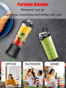 Portable Blender, Personal Blender For Shakes And Smoothies, Mini Blender With 6 Blades 150W Powerful, USB Rechargeable,600ML To-Go Cups And Spout Lids For Frozen Blending, Kitchen, Home, Travel,Kitchen Portable Fruit Machine,Portable Juicer And Blender,Juice,Lemon. - Black - View 3