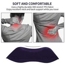 2 almohadas inflables para acampar, almohada para acampar y viajar, almohada portátil hinchable y comprimible de exteriores para apoyo lumbar del cuello portátil en la playa, pesca, picnic - Morado - Ver 4