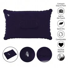 2 almohadas inflables para acampar, almohada para acampar y viajar, almohada portátil hinchable y comprimible de exteriores para apoyo lumbar del cuello portátil en la playa, pesca, picnic - Morado - Ver 3