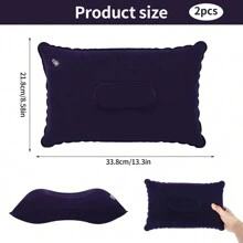 2 almohadas inflables para acampar, almohada para acampar y viajar, almohada portátil hinchable y comprimible de exteriores para apoyo lumbar del cuello portátil en la playa, pesca, picnic - Morado - Ver 2