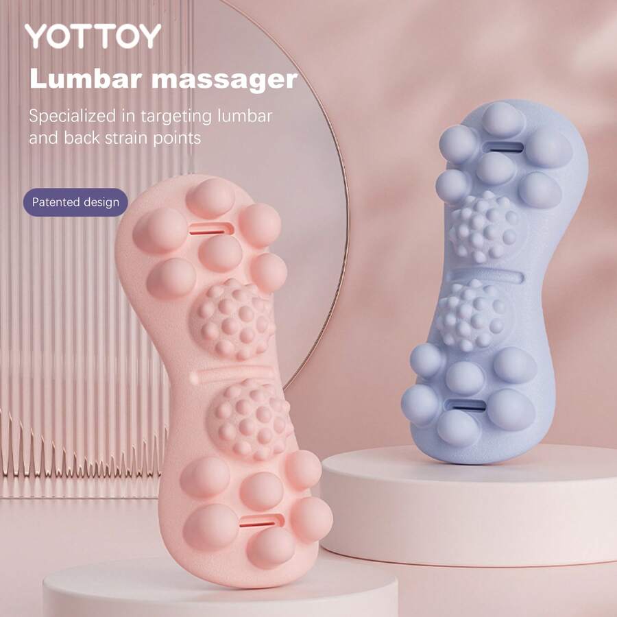 YOTTOY 1件腰椎舒緩器背部拉伸按摩器瑜珈鬆弛腰部支撐靠墊背部按摩枕頭 - 粉色 - 查看 1
