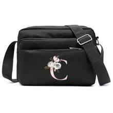 Bolso De Hombro Para Mujer Con Patrón De Letras, Elegante Y Conveniente Para Actividades Al Aire Libre Bolso De Teléfono Bolso Mensajero Bolsa De Varias Capas Monedero Para Mujer Útiles Escolares Para La Habitación De Residencia Universitaria Bolsa Vintage Estilo Bandolera Correa Geométrica Bolso Cruzado En El Pecho Para Mujeres Regalo