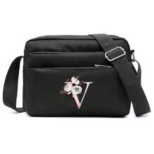 Bolso De Hombro Para Mujer Con Patrón De Letras, Elegante Y Conveniente Para Actividades Al Aire Libre Bolso De Teléfono Bolso Mensajero Bolsa De Varias Capas Monedero Para Mujer Útiles Escolares Para La Habitación De Residencia Universitaria Bolsa Vintage Estilo Bandolera Correa Geométrica Bolso Cruzado En El Pecho Para Mujeres Regalo