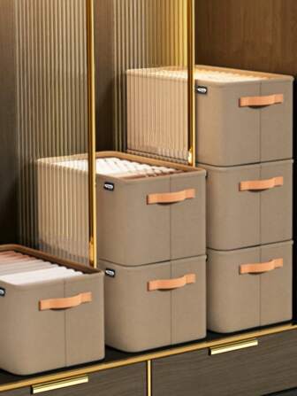 1 件大容量织物收纳盒，带钢架，可折叠衣物整理箱，适合宿舍和家庭使用