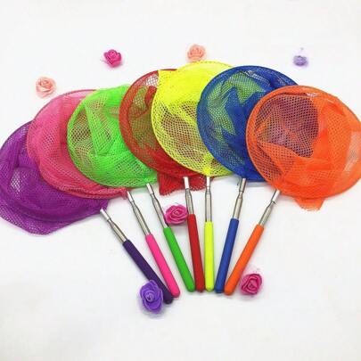 1 Stück ausziehbares Fischernetz aus Edelstahl, Schmetterlings-/Insektenfangnetze, ausziehbares Fischernetz, Outdoor-Wasserspielzeug (der Griff wird wahllos mit oder ohne Muster gesendet)