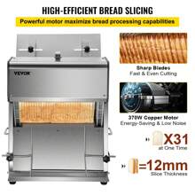 Commercial Toast Bread Slicer, 12mm Thickness Electric Bread Cutting Machine, 31PCS Commercial Bakery Bread Slicer, 110V Toast Cutter Cutting Machine, Bread Cutter For Bread Sheet Cutter Cutting - Silver - View 3