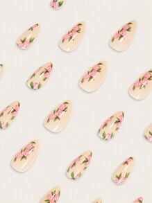 Nâng cấp ngay diện mạo của bạn với bộ 24 móng tay giả hình vuông hình quả hạnh nhân, móng tay giả hoa hồng thanh lịch, thiết kế tươi mới, móng tay giả màu xanh lá cây, phủ toàn bộ đầu móng tay giả cho phụ nữ và trẻ em gái, bao gồm 1 tờ keo dán và 1 chiếc giũa móng mini dạng gel thạch, giao hàng ngẫu nhiên - Nhiều màu - Xem 4