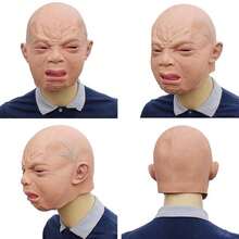Crying Mask Full Head Crying Doll Head Cover Bar Secret Room Haunted House Mask Party Props Crying Face Mask - Flesh Color - View 7