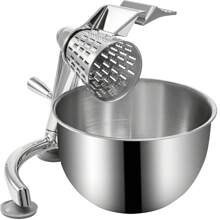 Rotary Cheese Grater, Zinc Alloy Rotary Vegetable Mandoline, Manual Cheese Mandoline W/ 5 Stainless Steel Cutting Cones, Manual Vegetable Grater W/ 2.5L Bowl, Rotary Shredder W/Suction Base - Silver - View 1