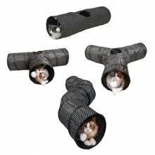 1 Đường hầm cho mèo có thể gấp gọn nhiều kích cỡ, chất liệu in, đồ chơi tương tác cho mèo chơi trong nhà - màu đen - Xem 8