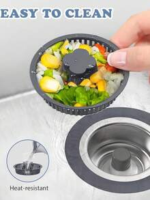 Kitchen Sink Drain Filter And Stopper Set, 3 In 1 Stainless Steel Pop-Up Sink Drain Plug With Basket Strainer, Quick Drainage, Suitable For Standard 3-1/2 Inch Drain - Grey - View 7