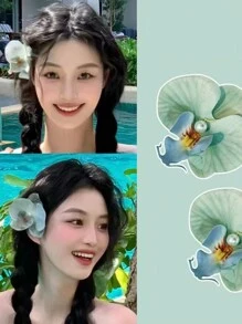 2pcs/Set Elegant Mori Style Butterfly Orchid Hair Clips - Multicolor - View 2