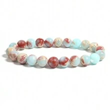 1pc Men's Beaded Bracelet 8mm Rhodonite Agate Healing Crystal Gem Bracelet Mala Yoga Meditation Jewelry Gifts For Women Men-Calm,Confidence,Protection,Success