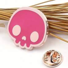 Fashionable Pink Skull Brooch For Men, Metal Paint Badge Backpack Clothing Accessories For Men Skeleton Pin For Clothes Bag Charm Backpack For School