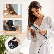 多功能吹風機刷柔軟度和控制，輕巧的旅行熱梳，適用於家居、學生宿舍、沙龍使用，4合1捲髮用吹風機、直髮板、梳子、電動旋轉捲髮梳，吹風機造型工具，理髮店沙龍家用