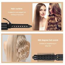 多功能吹風機刷柔軟度和控制，輕巧的旅行熱梳，適用於家居、學生宿舍、沙龍使用，4合1捲髮用吹風機、直髮板、梳子、電動旋轉捲髮梳，吹風機造型工具，理髮店沙龍家用