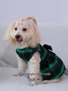 1 Quần Áo Thú Cưng Cho Chó Mèo, Đầm Nơ Lưới Cho Tất Cả Các Mùa - màu xanh lá - Xem 12