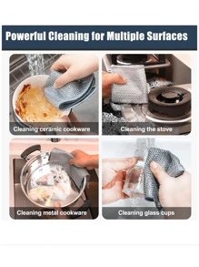 5pcs 10pcs  Single And Double-Sided Silver Dishwashing Cloth Oil-Free Household Dishwashing Cloth Kitchen Cleaning Cloth Double-Sided Silver Dishwashing Cloth