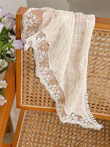 French Countryside Style Lace Wrap Headscarf Fashion Triangle Headscarf Women's Hair Tie Headband Seaside Accessories Retro Elegant Scarf Ribbon French Lace Triangle Headscarf Flower Hair Accessories Tiaras - Multicolor - View 4