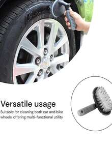 Bàn chải lốp bánh xe ô tô Bàn chải làm sạch vành, Dụng cụ làm sạch ô tô, Bàn chải làm sạch hạng nặng để loại bỏ bụi bẩn - màu đen - Xem 3