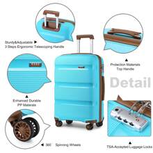 Lightweight Hard Shell Suitcase 20/24/28 Inch Or 3 Piece Set With Spinner Wheels TSA Lock Cabin Carry On Check In Travel Trolley For Holiday - Baby Blue - View 9