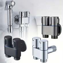 1pc Bathroom Multi-Function Mini Dual Control Valve, 1 Inlet 2 Outlet Double Control, G1/2 Inch Faucet Triangle Valve, Fit For Wall Mount Washing Machine Tap, Hygienic Shower Toilet Bidet Sprayer - one-size - View 1