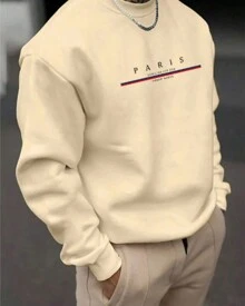 Moletom Gola Redonda Unissex Careca Blusa de Frio Casaco Feminino Masculino Flanelado Estampado Paris Style Streetwear Algodão