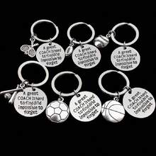 1pc Stainless Steel Pendant Keychain With Tennis, Soccer, Basketball, Football, Baseball, And Softball Patterns, Great Gift For Coaches Or Graduation - Silver - View 11