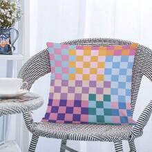 1pc Checkered Geometric Print Cushion Cover, Room Decorative Pillowcase Home Decoration