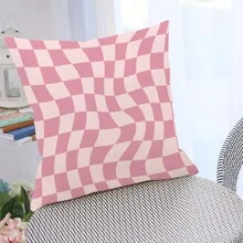 1pc Checkered Geometric Print Cushion Cover, Room Decorative Pillowcase Home Decoration