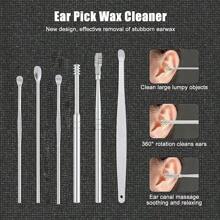 6 件套耳朵清洁工具套装，采用弹簧螺旋设计，皮革盒中的不锈钢耳勺，方便家庭使用、学校、返校、旅行、旅行必需品、家庭必需品、耳朵清洁器
