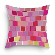 1pc Checkered Geometric Print Cushion Cover, Room Decorative Pillowcase Home Decoration