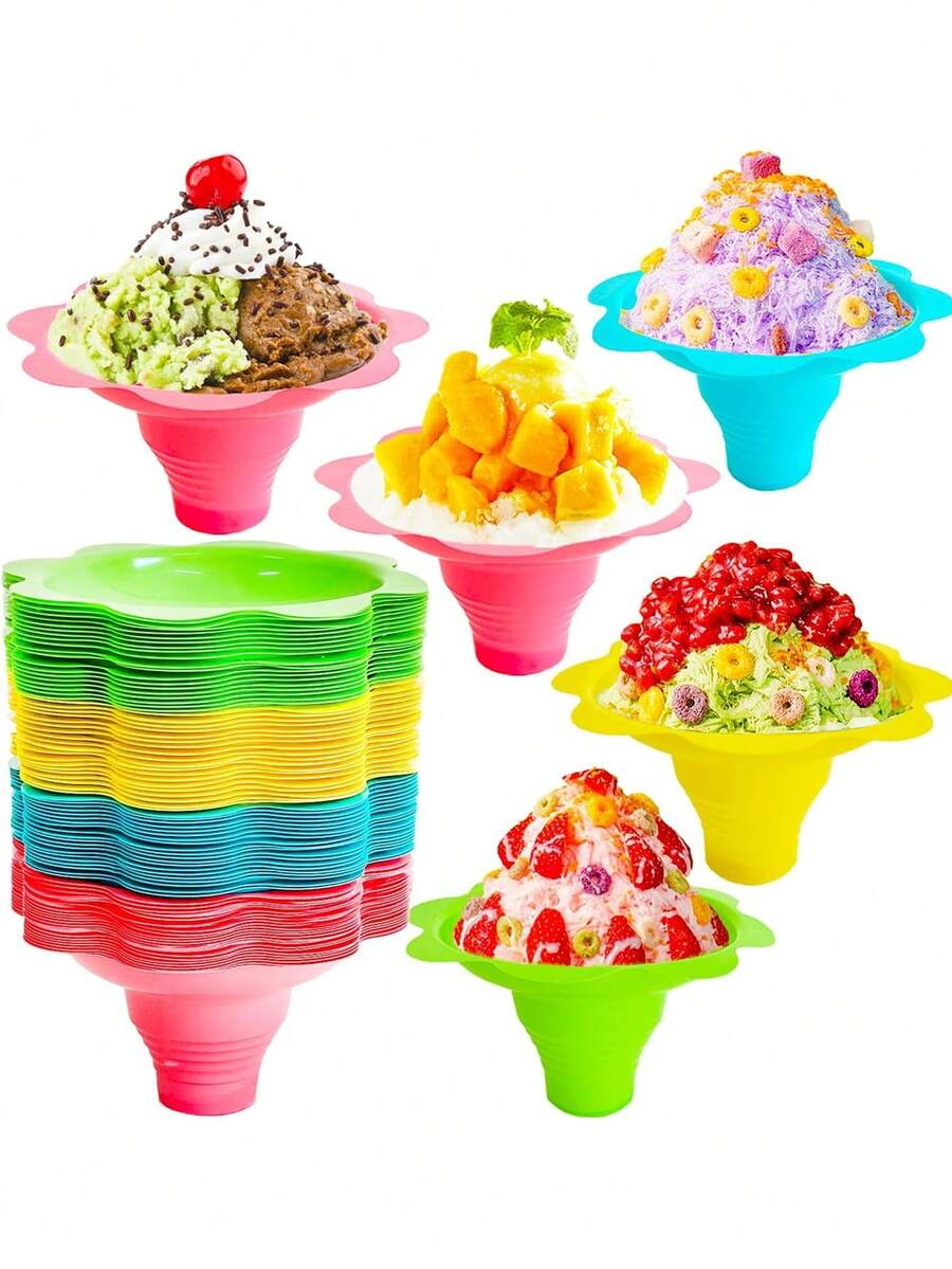 10pcs Cute Ice Cream Cup - Flower Shaped Ice Bowl -  4oz/250ml Creative Snowflake Ice Cup(Random Color) - Multicolor - View 1
