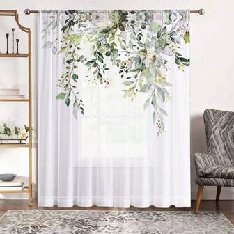 1pc blad- en bloembedrukt koel zomerhuisdecoratiegordijn