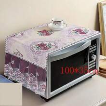 Tấm che bụi bằng ren lò vi sóng, Tấm che lò vi sóng bằng vải phong cách Hàn Quốc, Tấm che lò vi sóng chống dầu - những bông hoa tím - Xem 2
