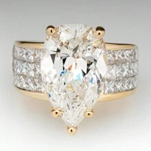 1pc Fashionable Zinc Alloy Ring With Pear-Shaped Decoration, Suitable For Women's Daily Wear, Wedding, Engagement, Parties, Valentine's Day Gift Valentines