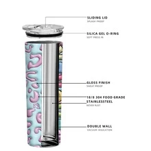 1pc, Teacher Rainbow Tumbler With Lid And Straw, 20oz Stainless Steel Water Bottle, Insulated Straight Water Cups, Summer Winter Drinkware, Outdoor Travel Accessories