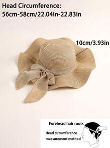 Women's Beach Hat, Khaki Wavy Pattern Beach Sun Hat With Woven Shoulder Bag, Perfect For Spring And Summer Beach Vacations And Outdoor Activities, Essential For Beach Holidays, Travel, Shopping And Vacations. - Khaki - View 3