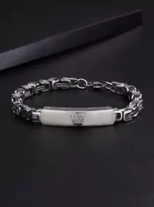 1pc Simple Silver Crown Stainless Steel Bracelet