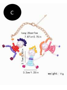 1pc Fun & Fashionable Handmade Beaded 3D Cartoon Figure Necklace/Bracelet For Women