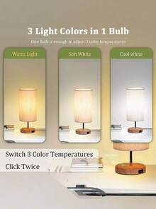 Set De 2 Lámparas De Buró Madera Estilo Minimalista