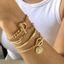 4pcs Snake Bone Chain Fashionable Bracelet Set - IT Buckle Bracelet Set - View 1