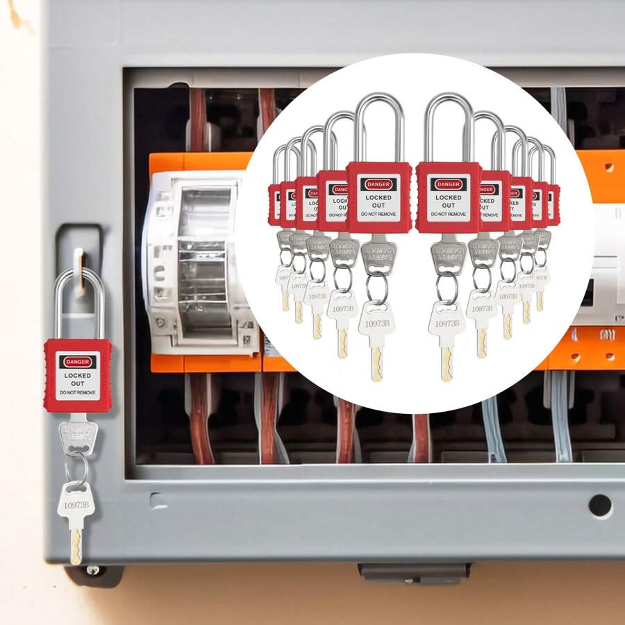 Lockout Tagout Locks Set  10 PCS Red Safety Lockout Padlocks  With 2 Keys Per Lock  OSHA Compliant Lockout Locks Lock Out Tag Out Safety Padlocks For Electrical Lockout Tag Out Kits - 銀色 - 查看 1