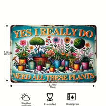 1pc Vintage Tin Sign With Colored Botanical Print - 12x8 Inches And Durable For Indoor And Outdoor Decoration, Perfect Gift For Gardeners